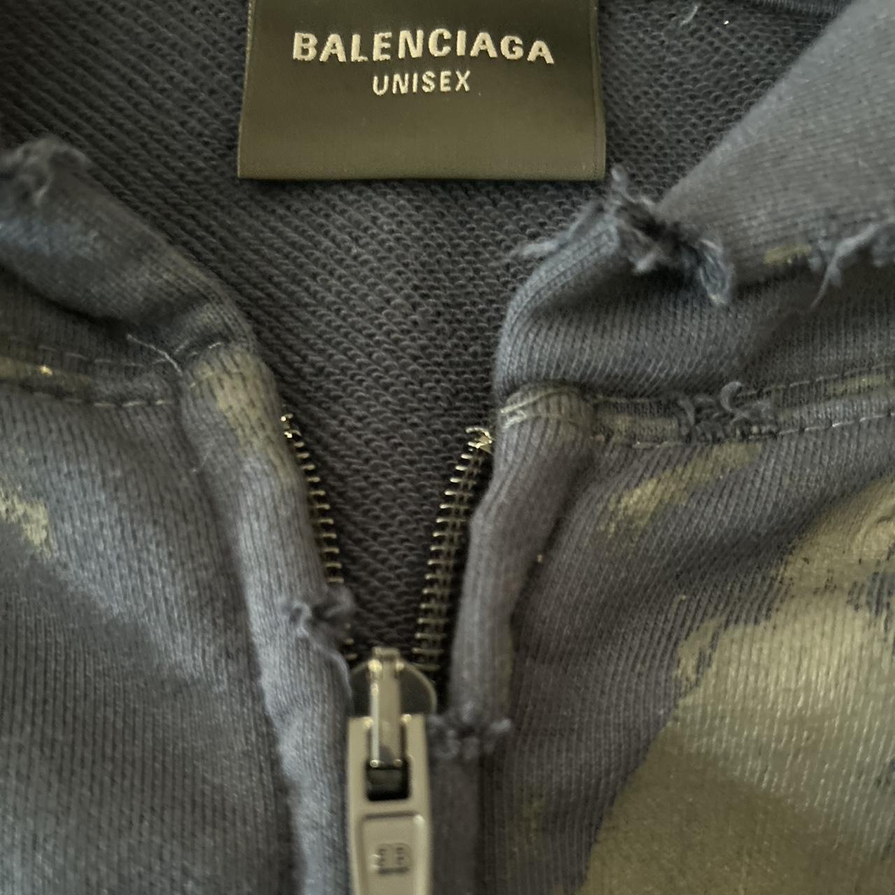 Balenciaga navy blue Polo 22 Zip up Mud Hoodie size... - Depop