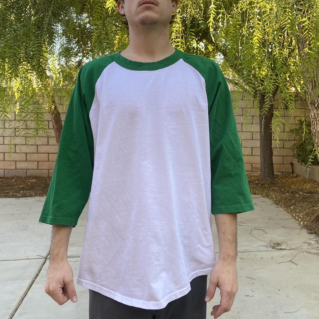 VINTAGE COLOR BLOCK MID SLEEVE BASEBALL TEE white... Depop