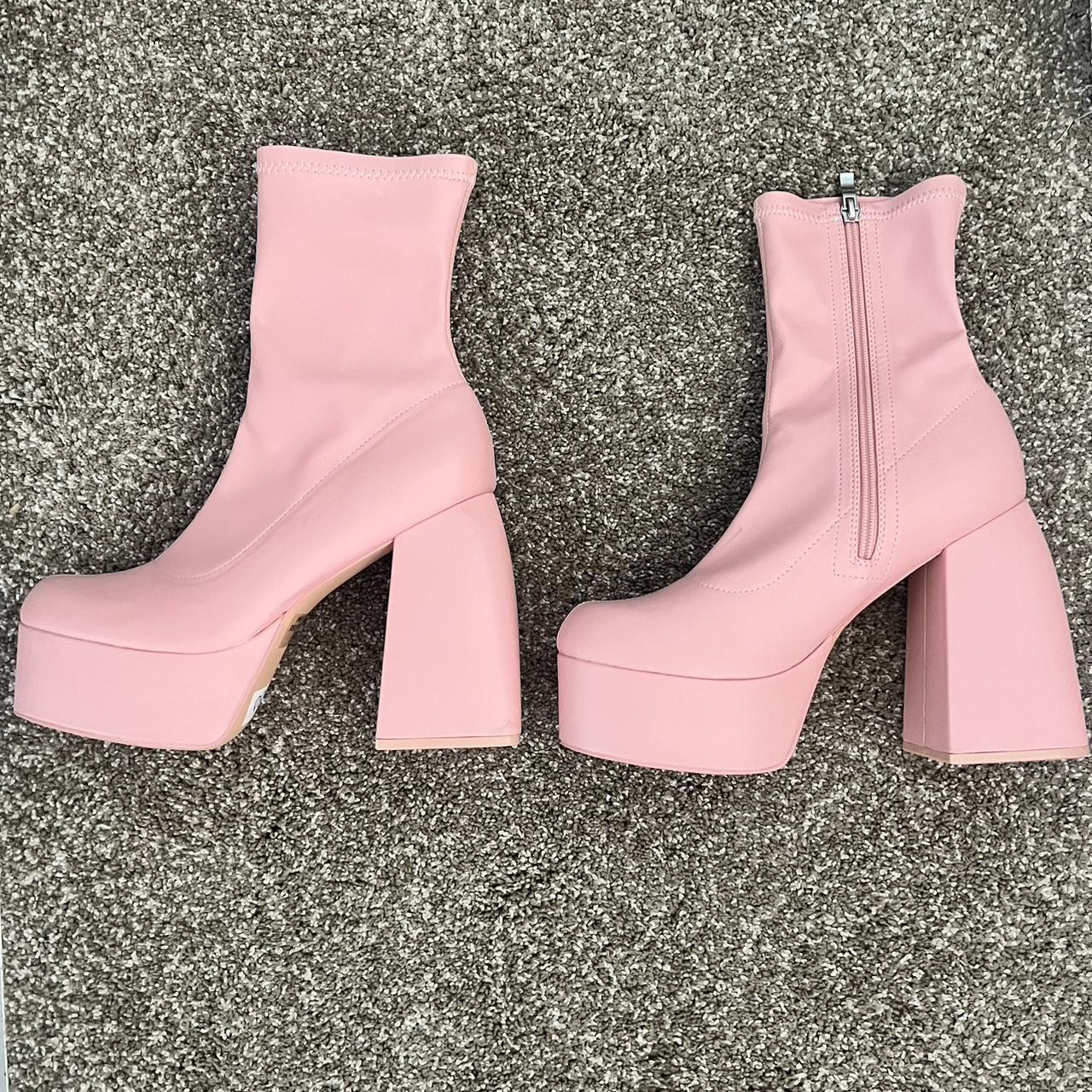 Pink Platform Sock Boots - brand new never worn -... - Depop