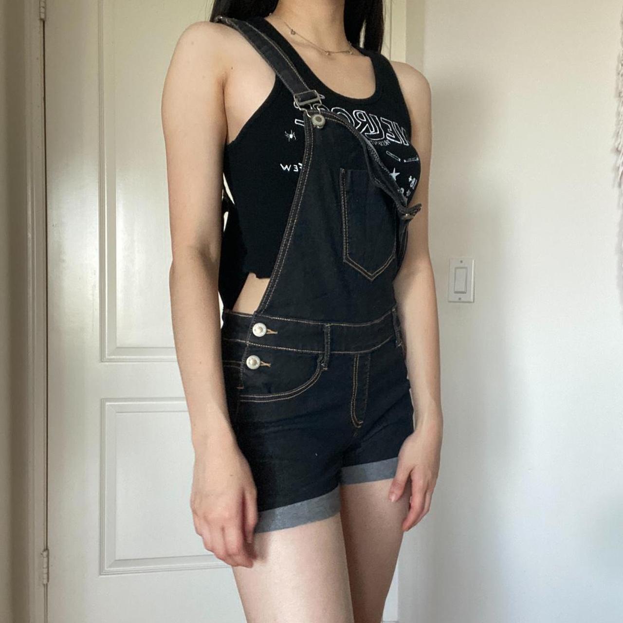 Dark wash best sale overall shorts