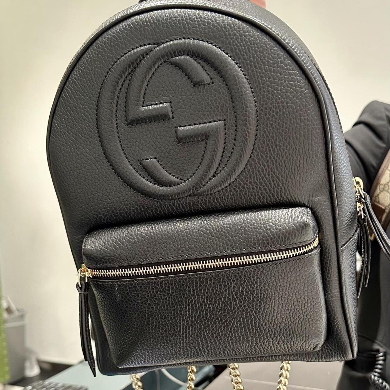 Mini vintage Gucci suede + leather backpack. price - Depop