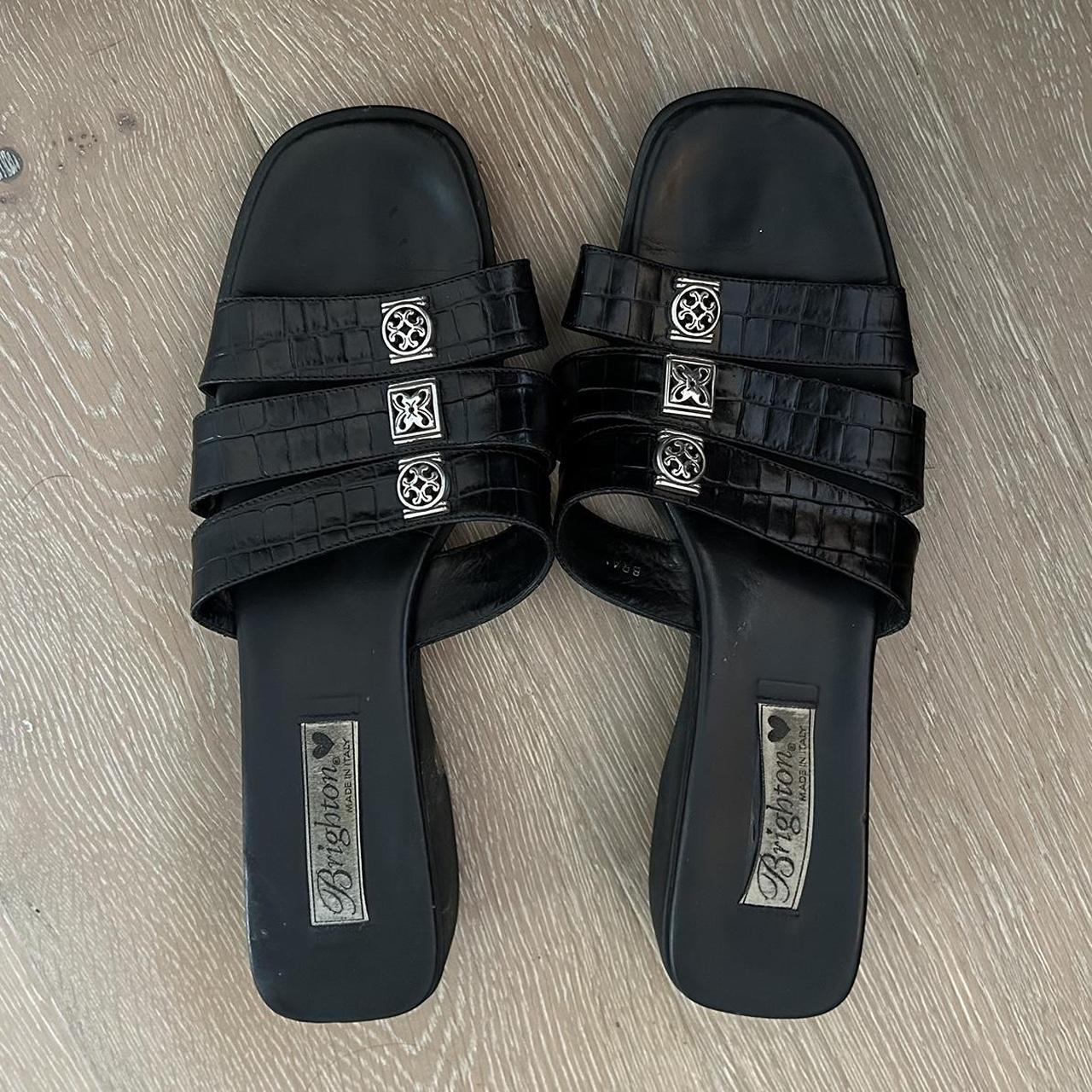 Brighton black leather platform sandals Made in... - Depop