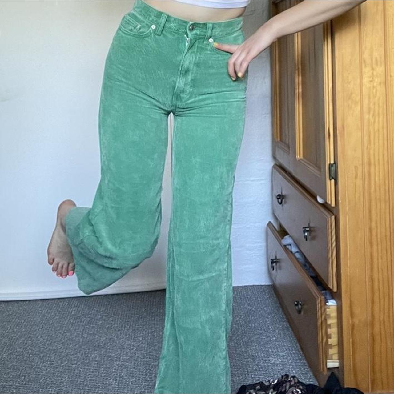 Courderoy green highwaisted flare pants!!! Bought... Depop