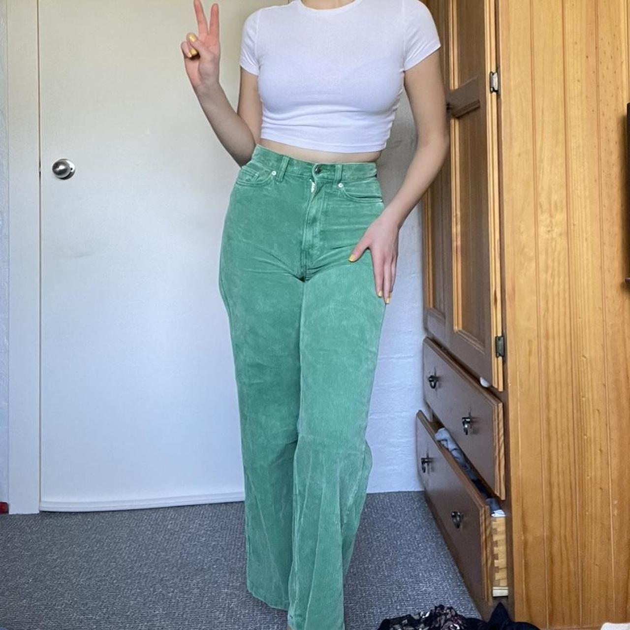 Courderoy green highwaisted flare pants!!! Bought... Depop