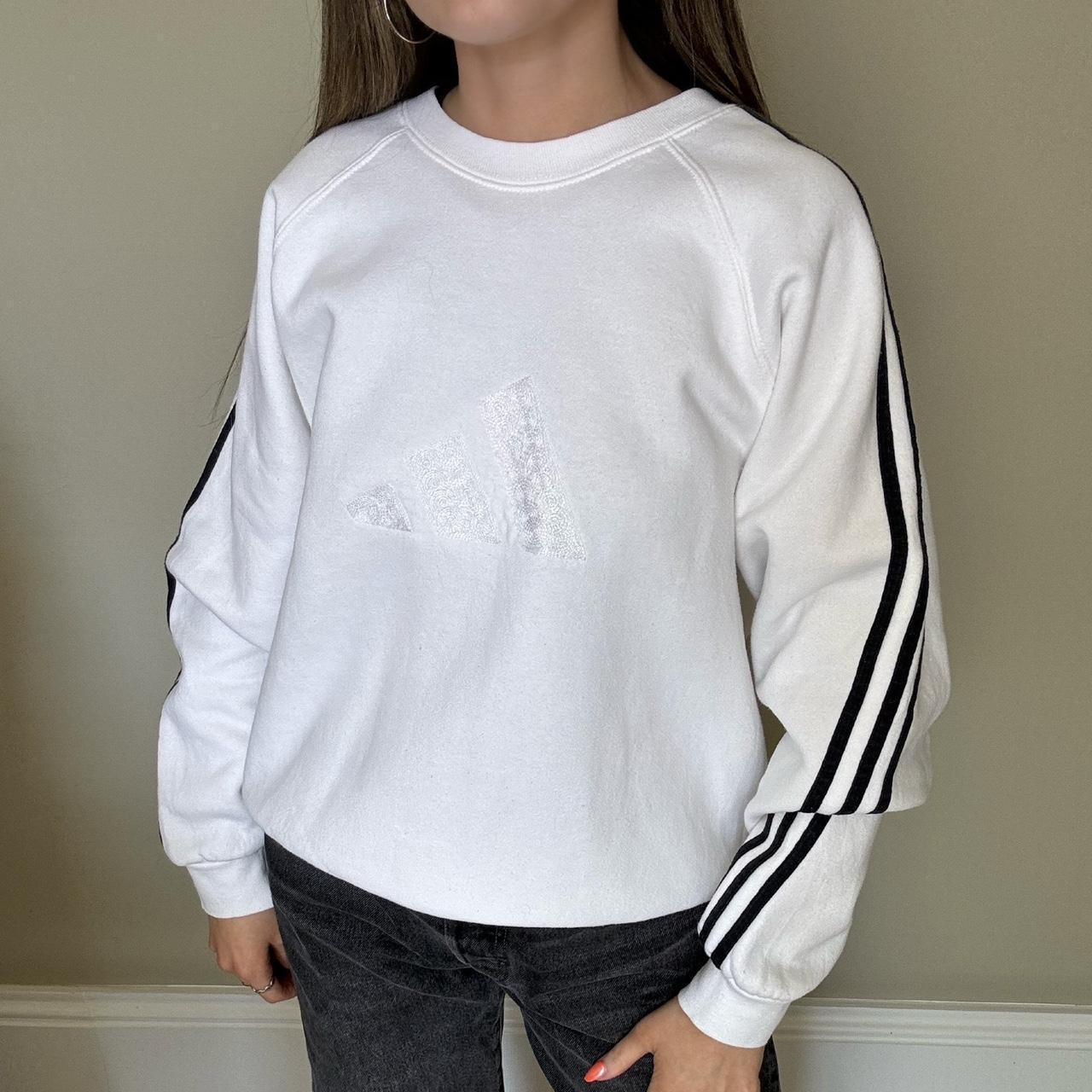 Embroidered White Adidas Sweatshirt Size