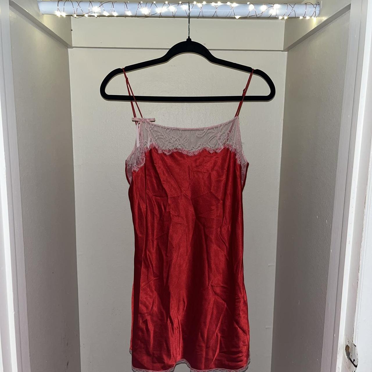 Beautiful red and pink Victoria’s Secret slip dress... - Depop