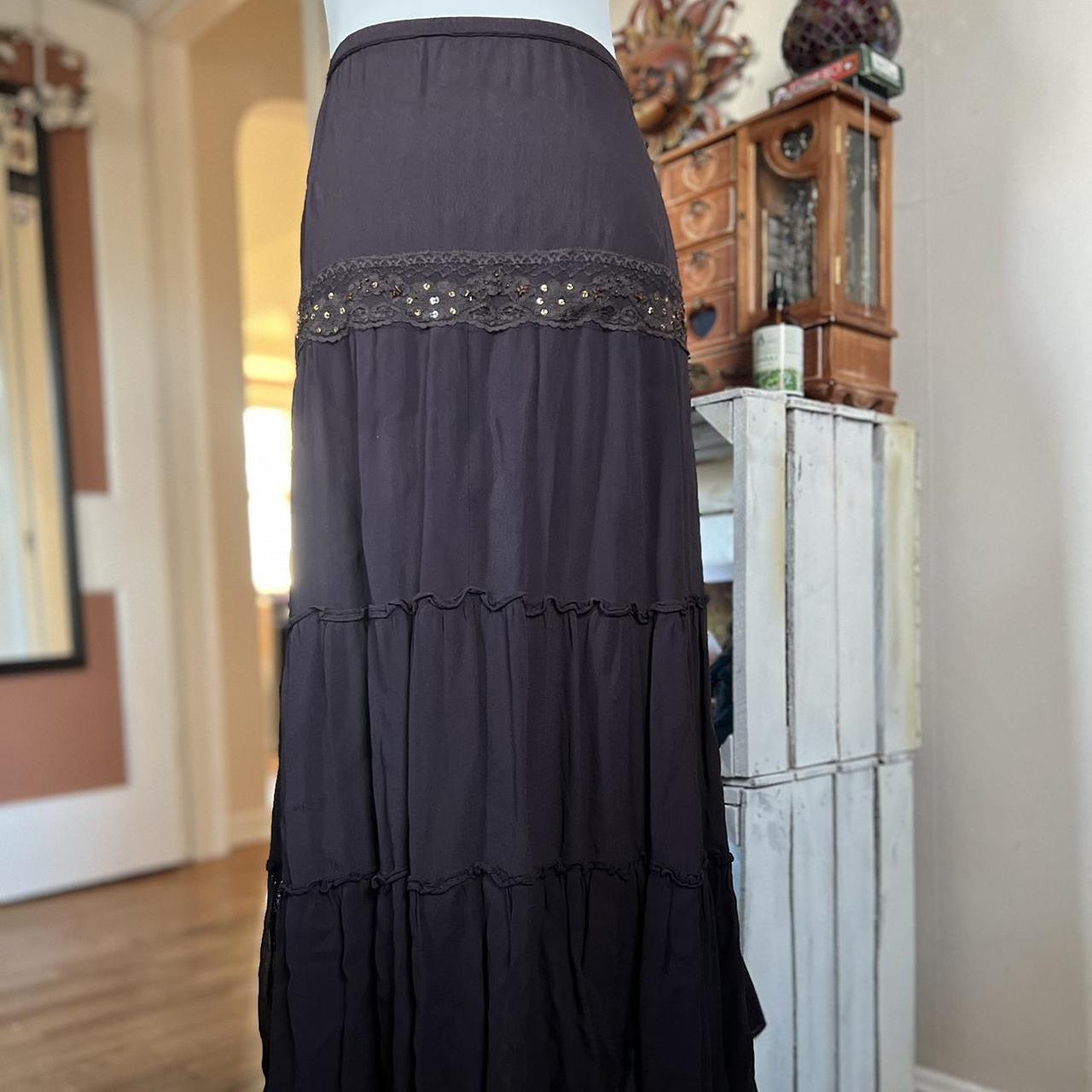 brown ruffle tiered whimsigoth maxi skirt ☆ Super... - Depop