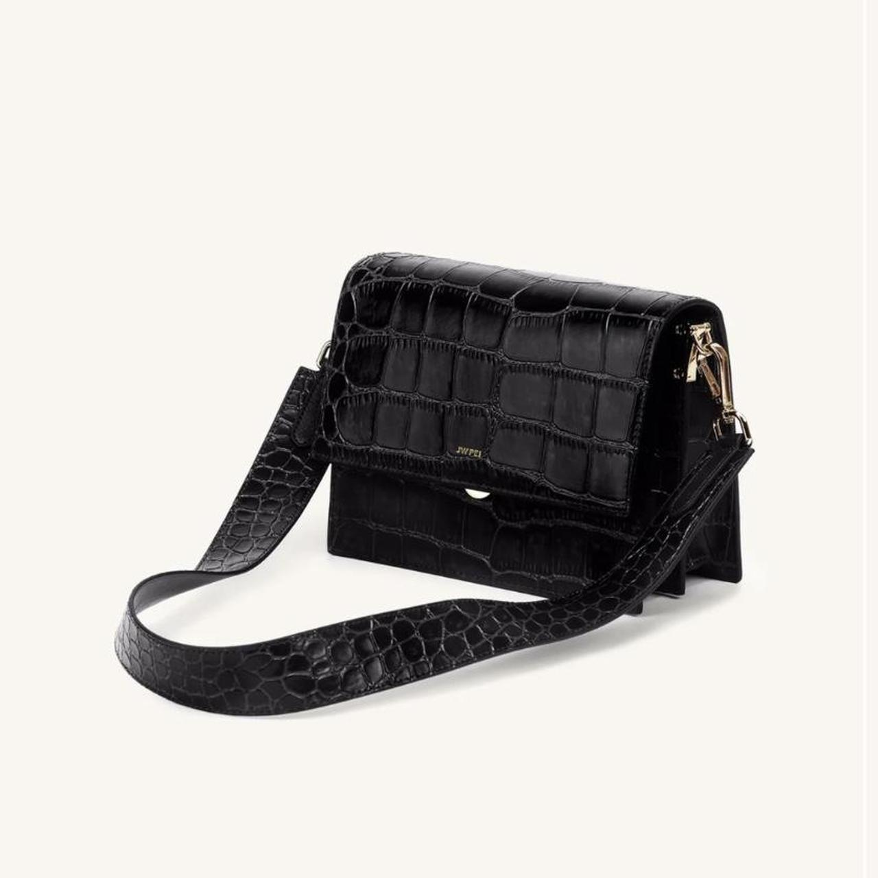 JW PEI MINI FLAP CROSSBODY- BLACK CROC Gold - Depop