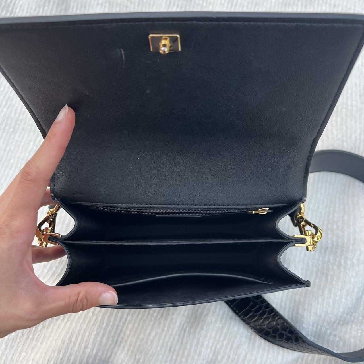 JW PEI MINI FLAP CROSSBODY- BLACK CROC Gold - Depop