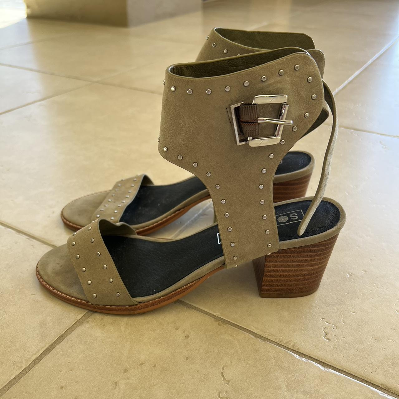 Sol Sana khaki/olive green heeled sandal with silver... - Depop