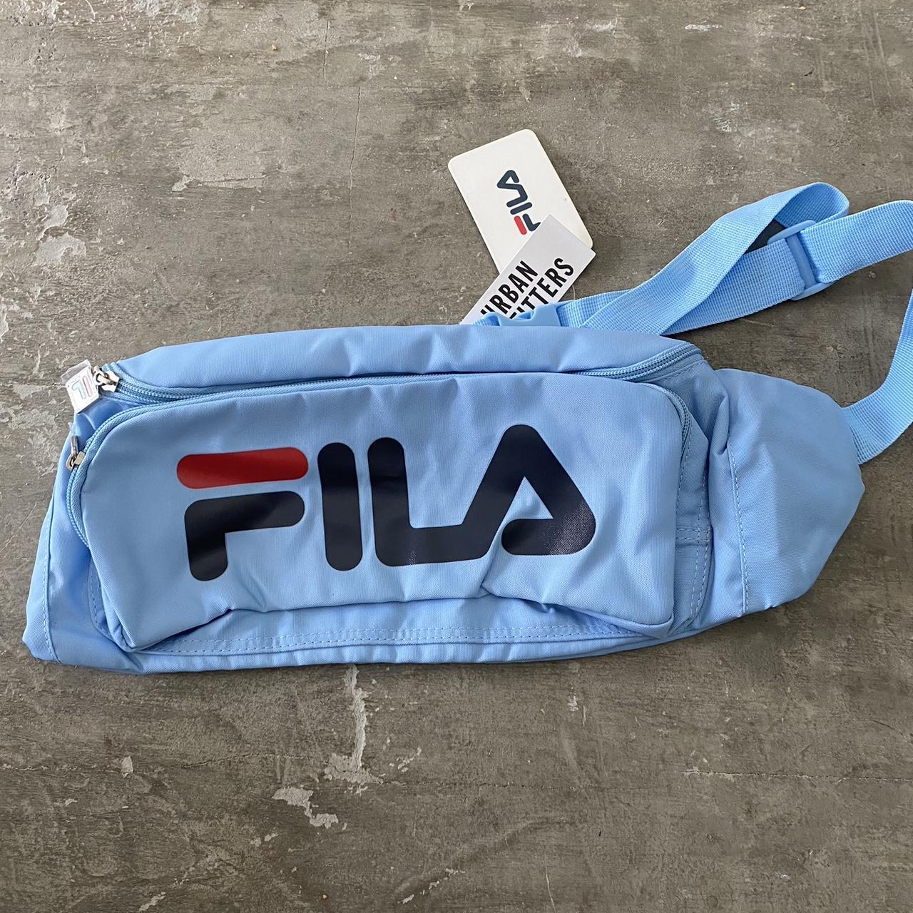 Large Fila light blue Fanny pack Urban Outfitters. Depop