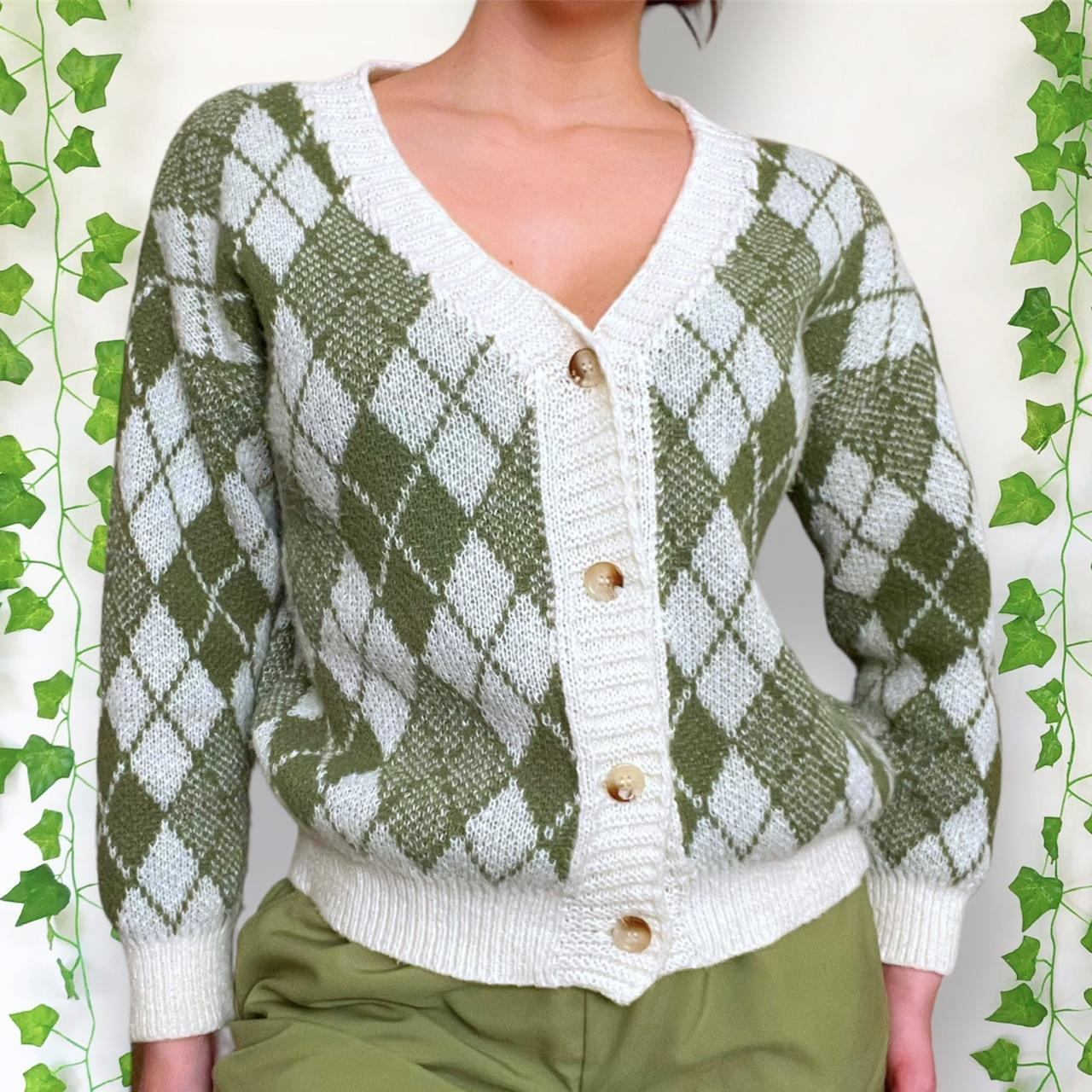 Knitted Cardigan Green Cardigan Shein Knit Argyle Cardigan From