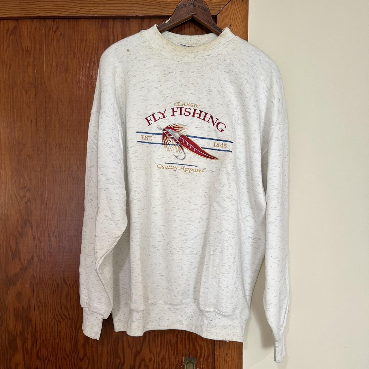 Vintage Fly Fishing Sweatshirt XL Nature Wildlife