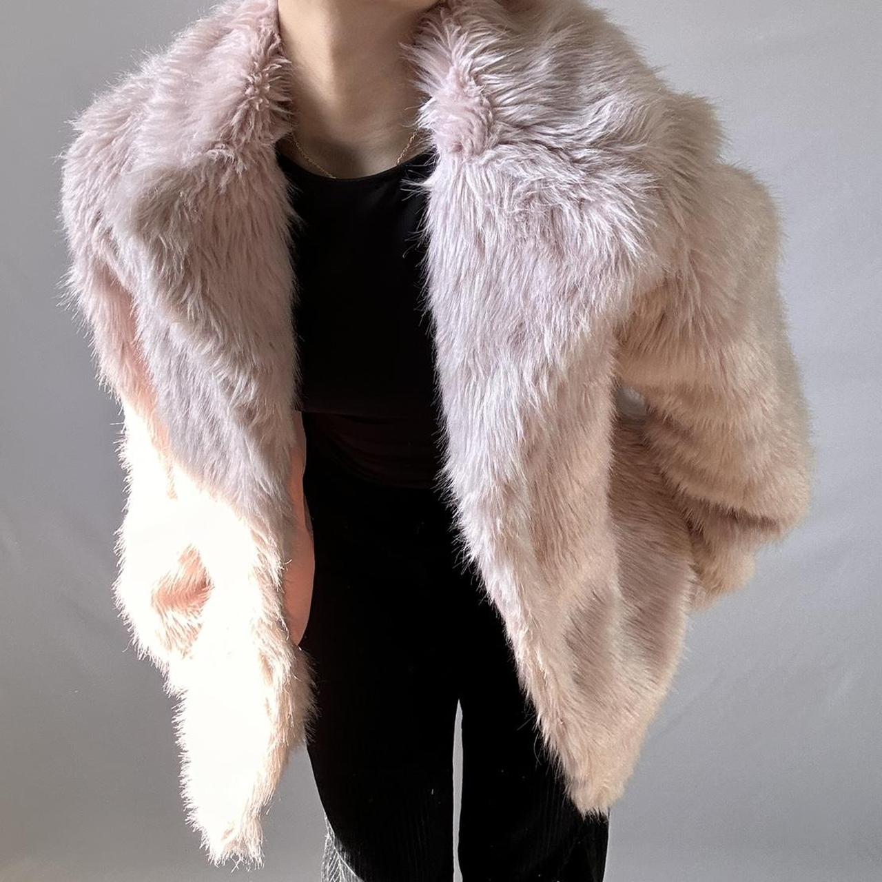 Pink fur deals coat m&s