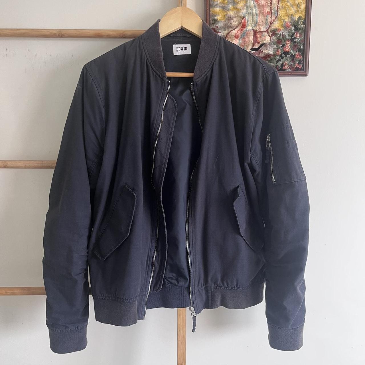 navy Edwin flight jacket, purchased from Apartment... - Depop
