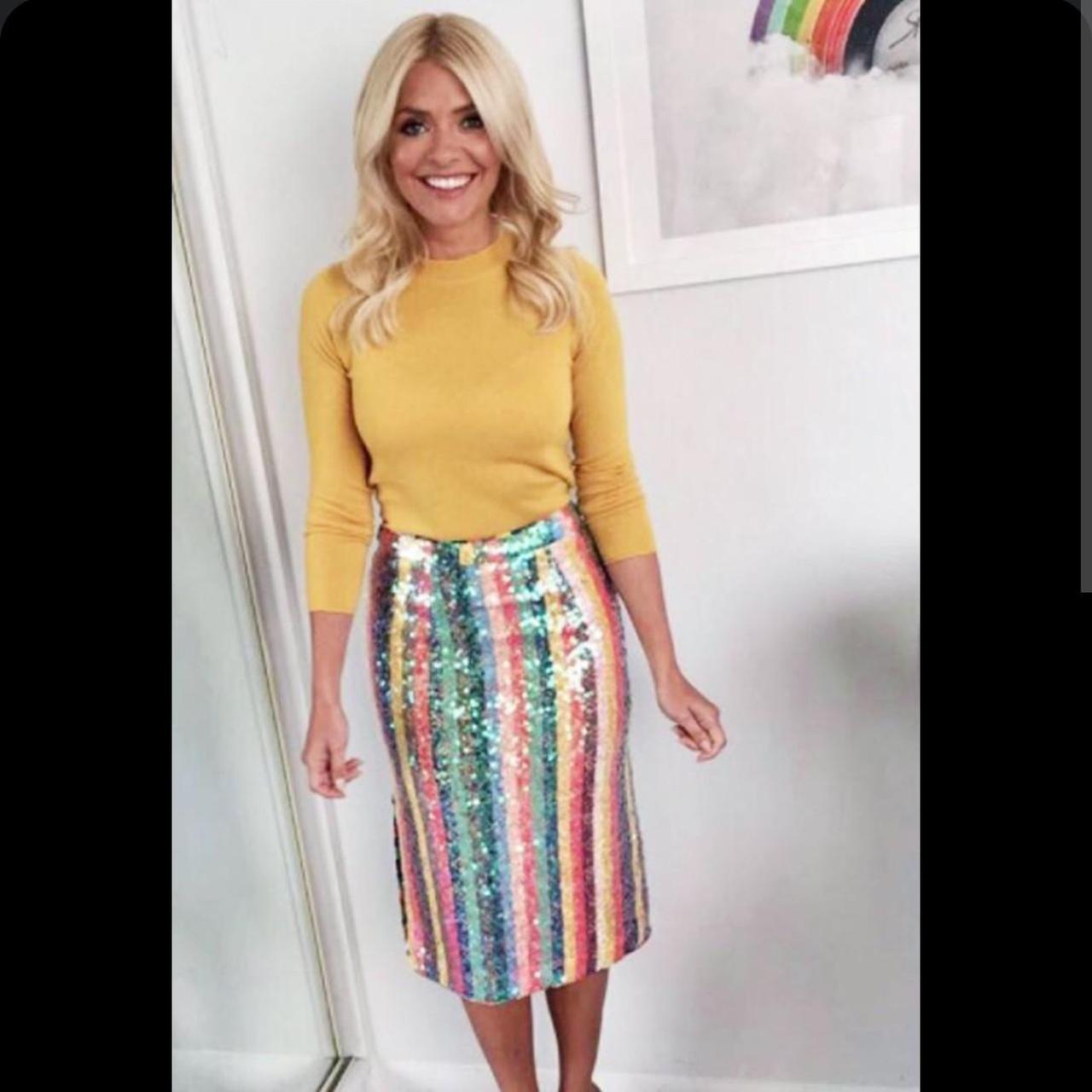 Anthropologie rainbow sequin midi skirt Maeve size. Depop