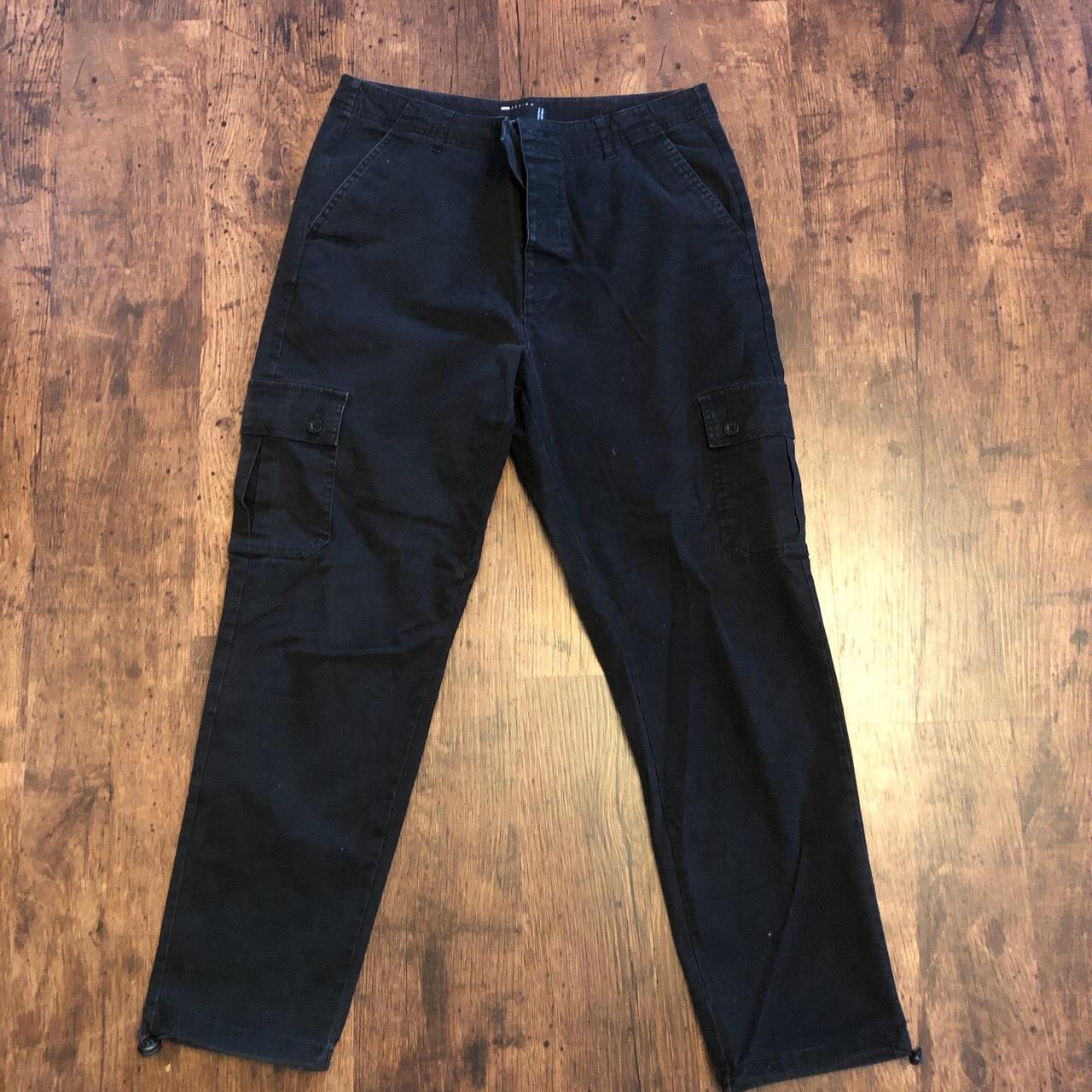 Men’s black cargo pants with drawstring... Depop