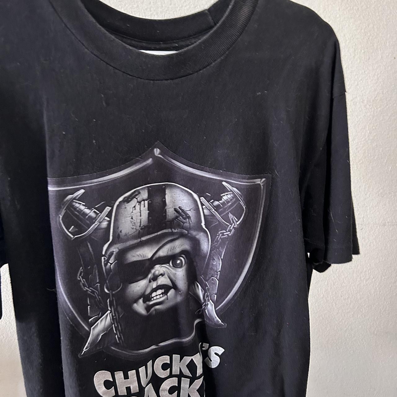 Chucky Raiders “CHUCKYS BACK” Shirt theres cat hair - Depop