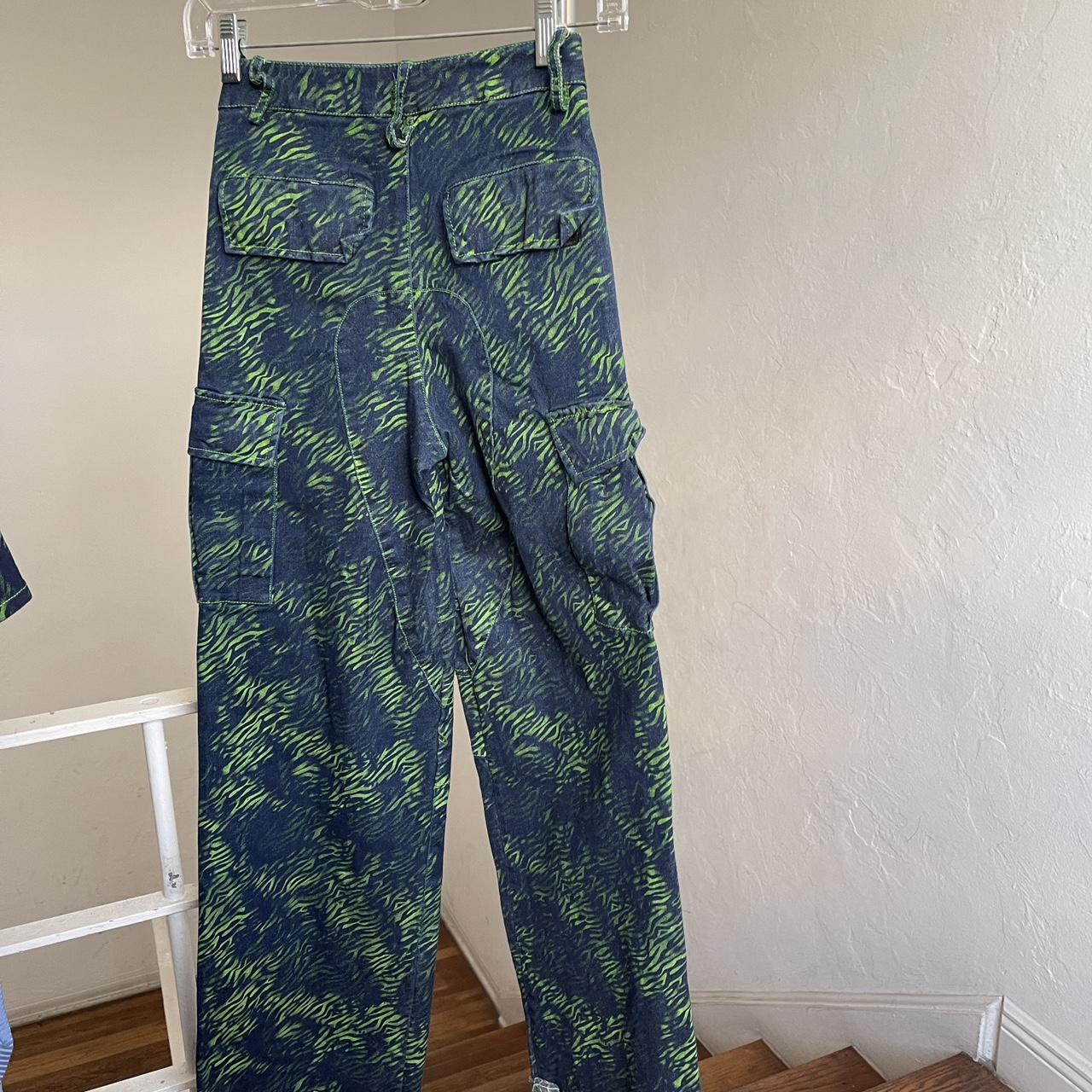 I.AM.GIA. green and blue zebra set. Cropped jean... - Depop