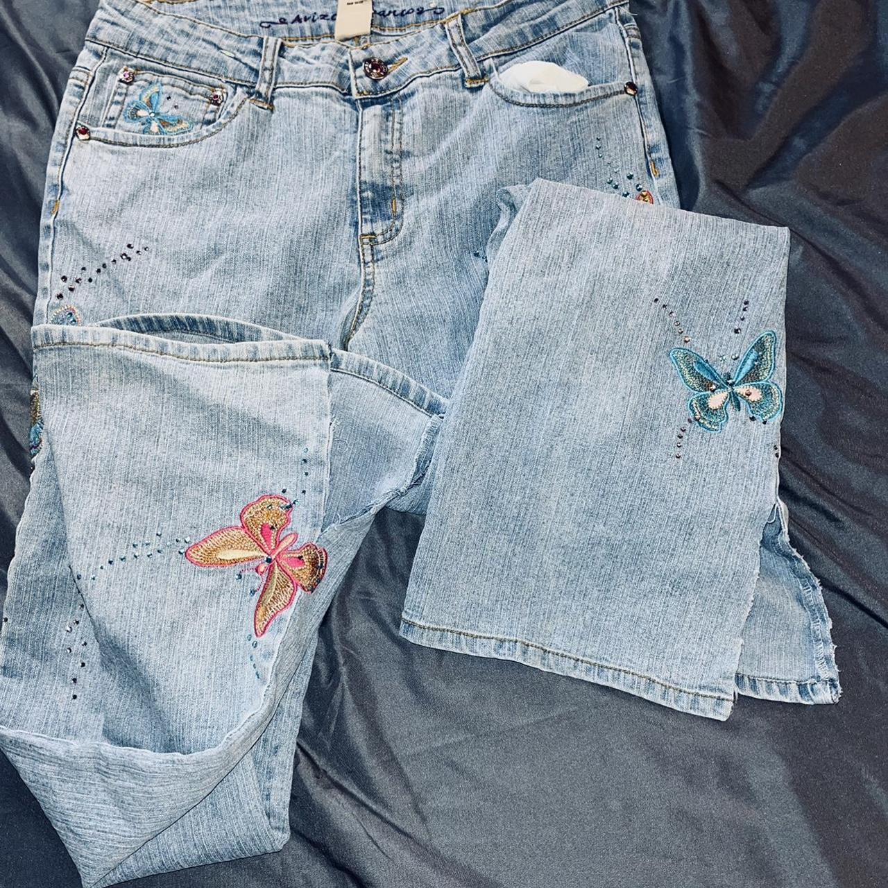 Women's Blue and Pink Jeans Depop