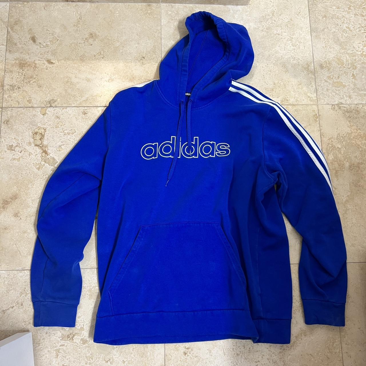 Adidas Men's Blue and White Hoodie | Depop