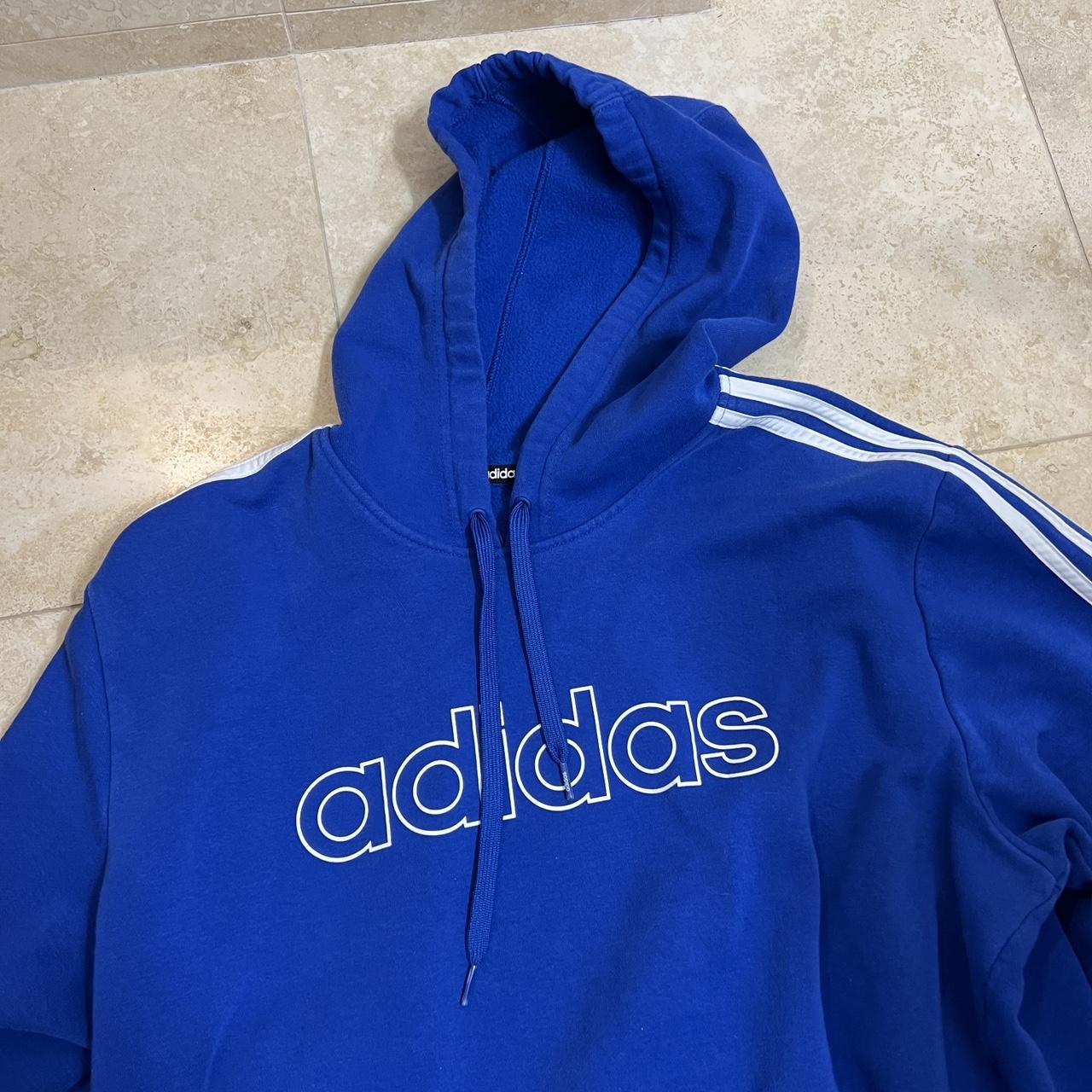 Adidas Men's Blue and White Hoodie | Depop