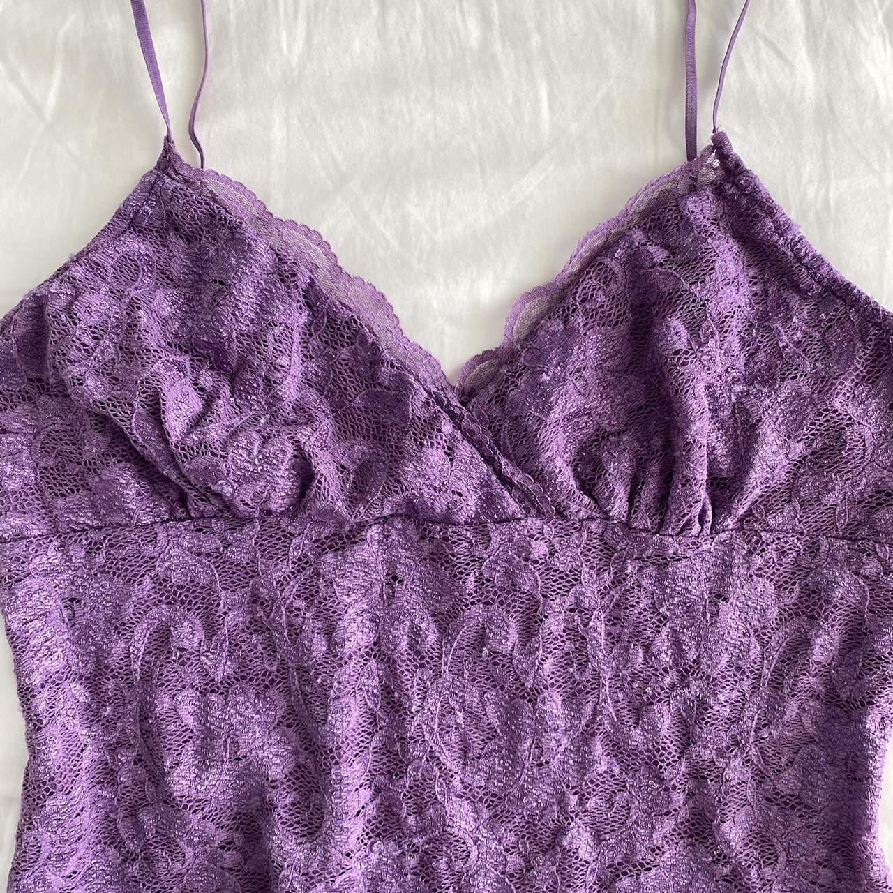 Y2K purple lace cami Minor pilling, otherwise in... - Depop