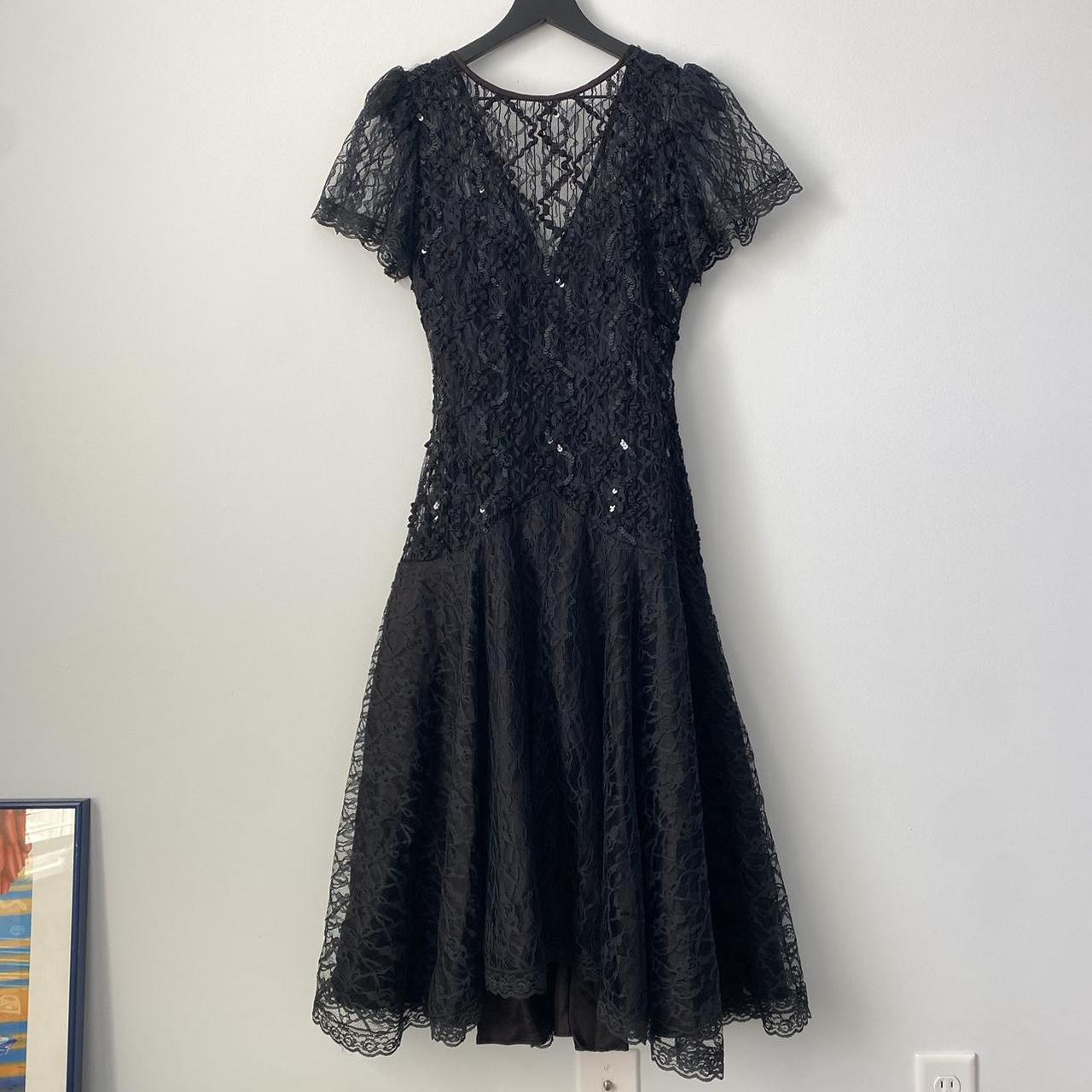 Vintage black lace gown Dropped waist. Black... - Depop