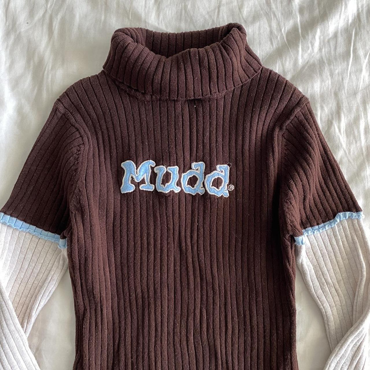 Y2K Mudd turtleneck sweater Ribbed knit. Brown... - Depop