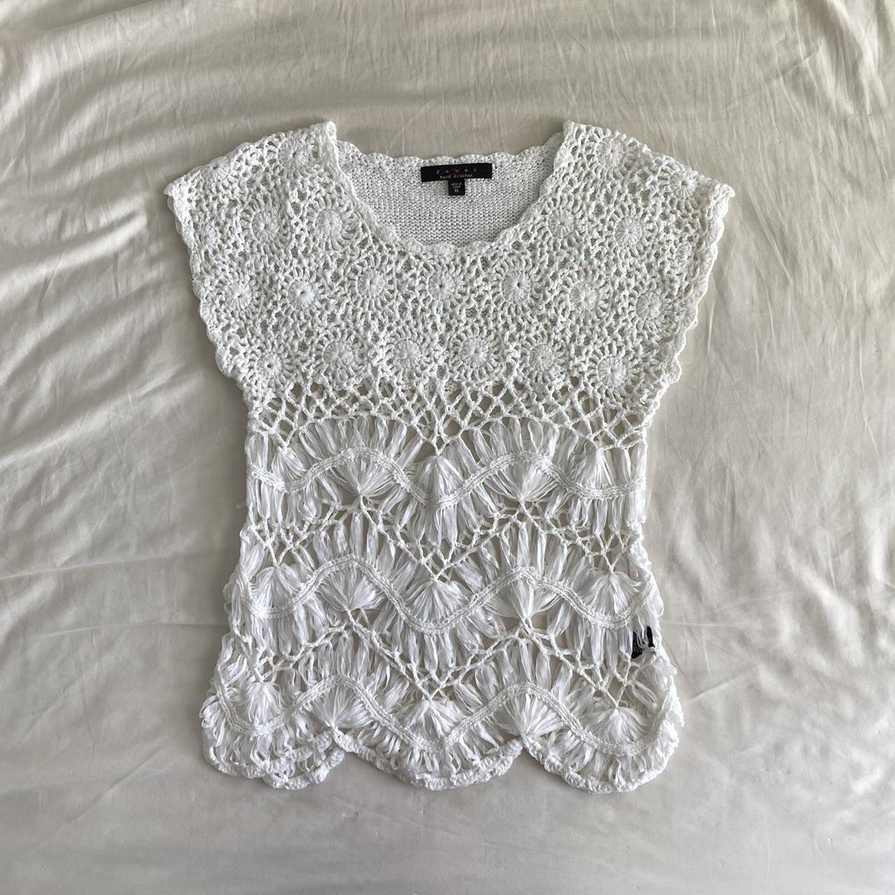 Y2K white crochet top A few loose threads but... - Depop