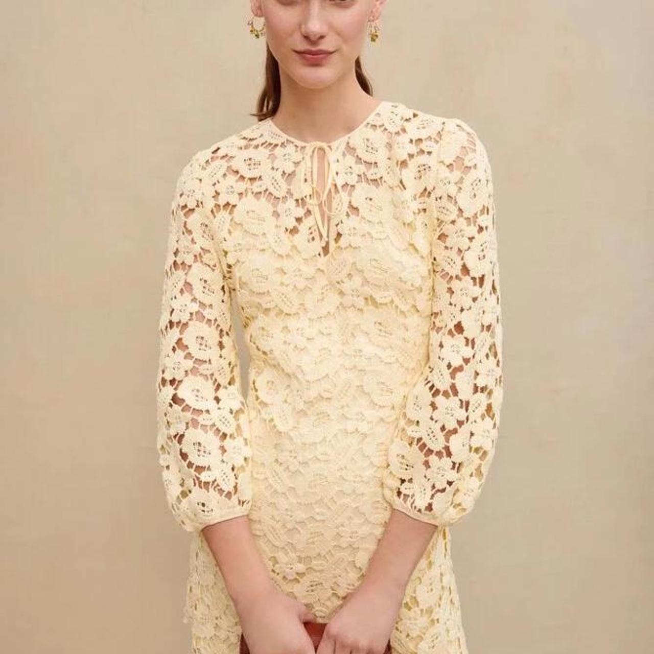 Maje yellow lace dress hotsell