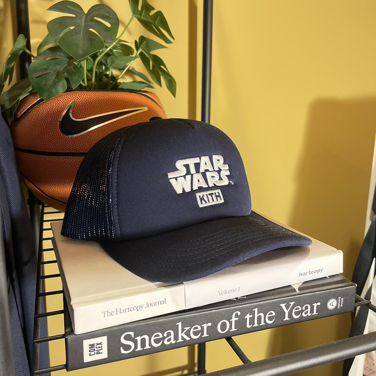 kith star wars navy foam trucker hat, worn...