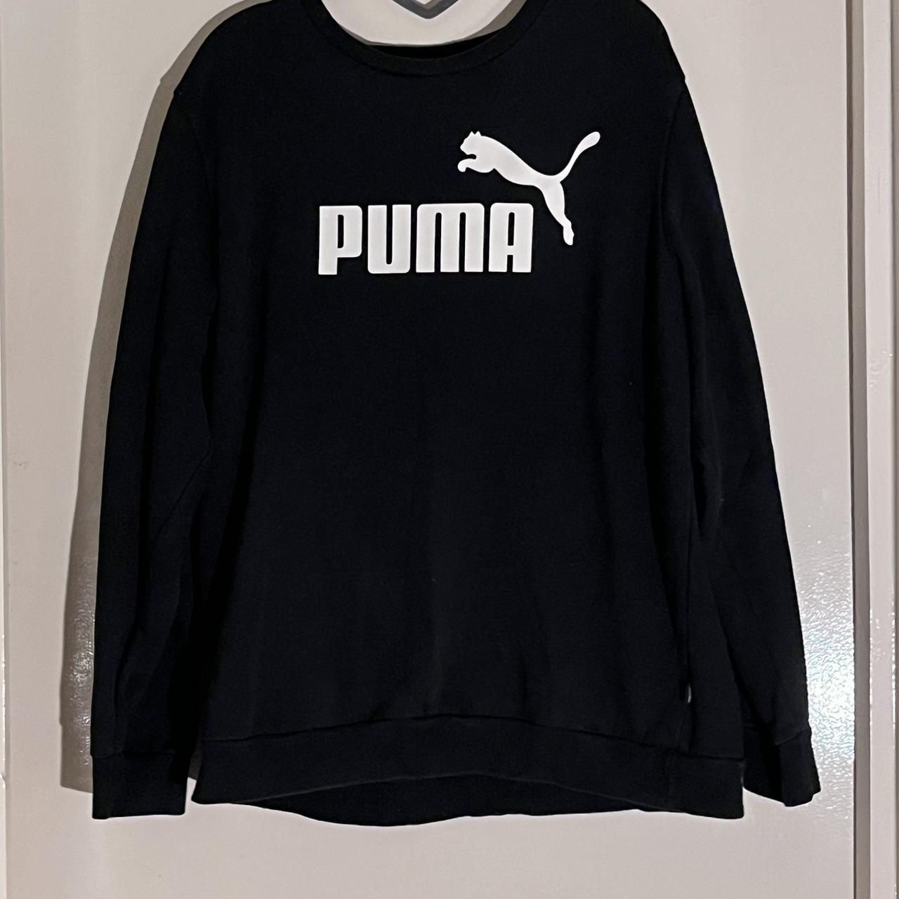 Puma Men's Black and White Sweatshirt | Depop