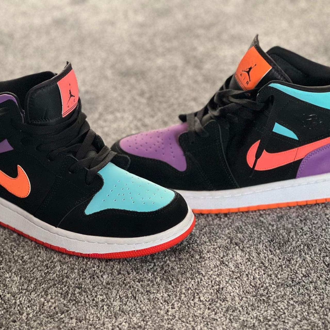 Nike air jordan 1 mid black multicolor reflective best sale