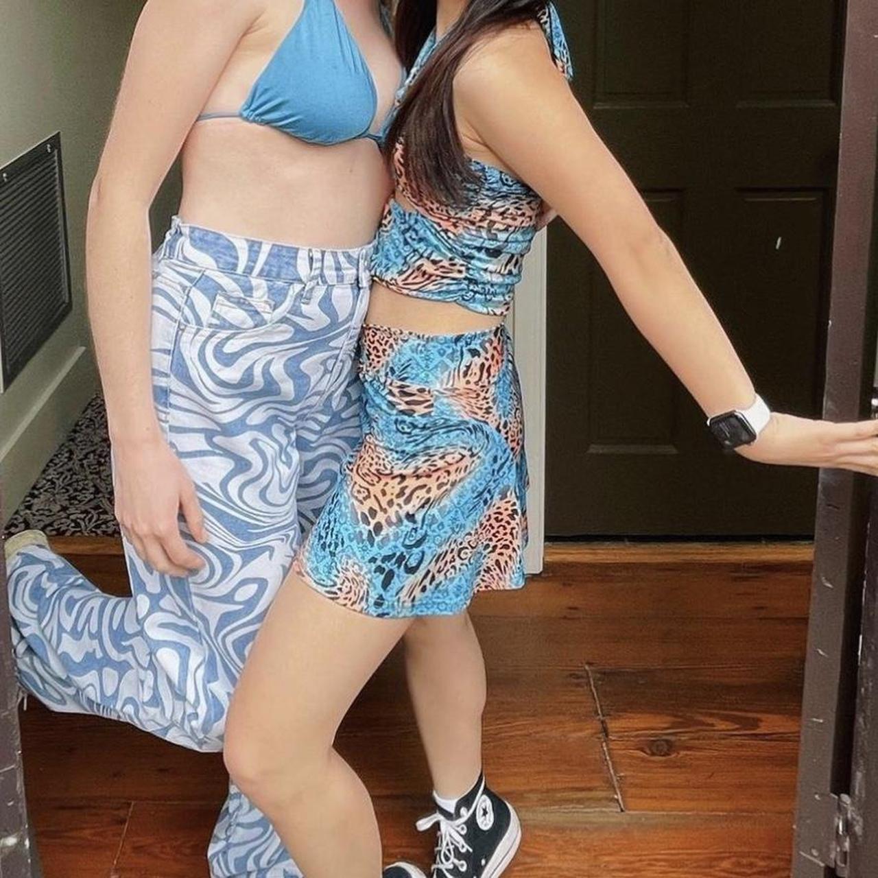 I Am Gia Isabella Set in blue cheetah print Top... - Depop