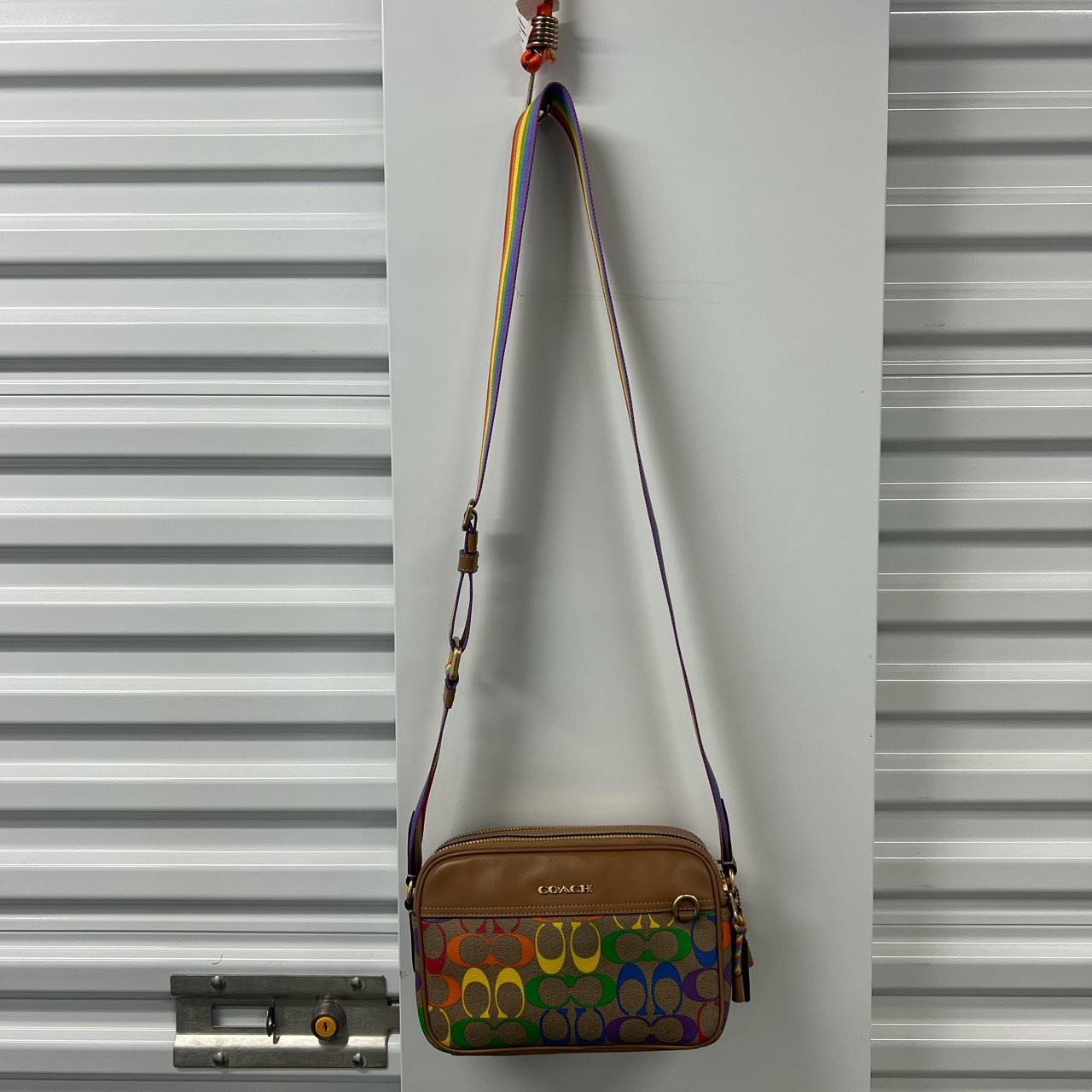 Coach signature rainbow camera crossbody bag hot sale