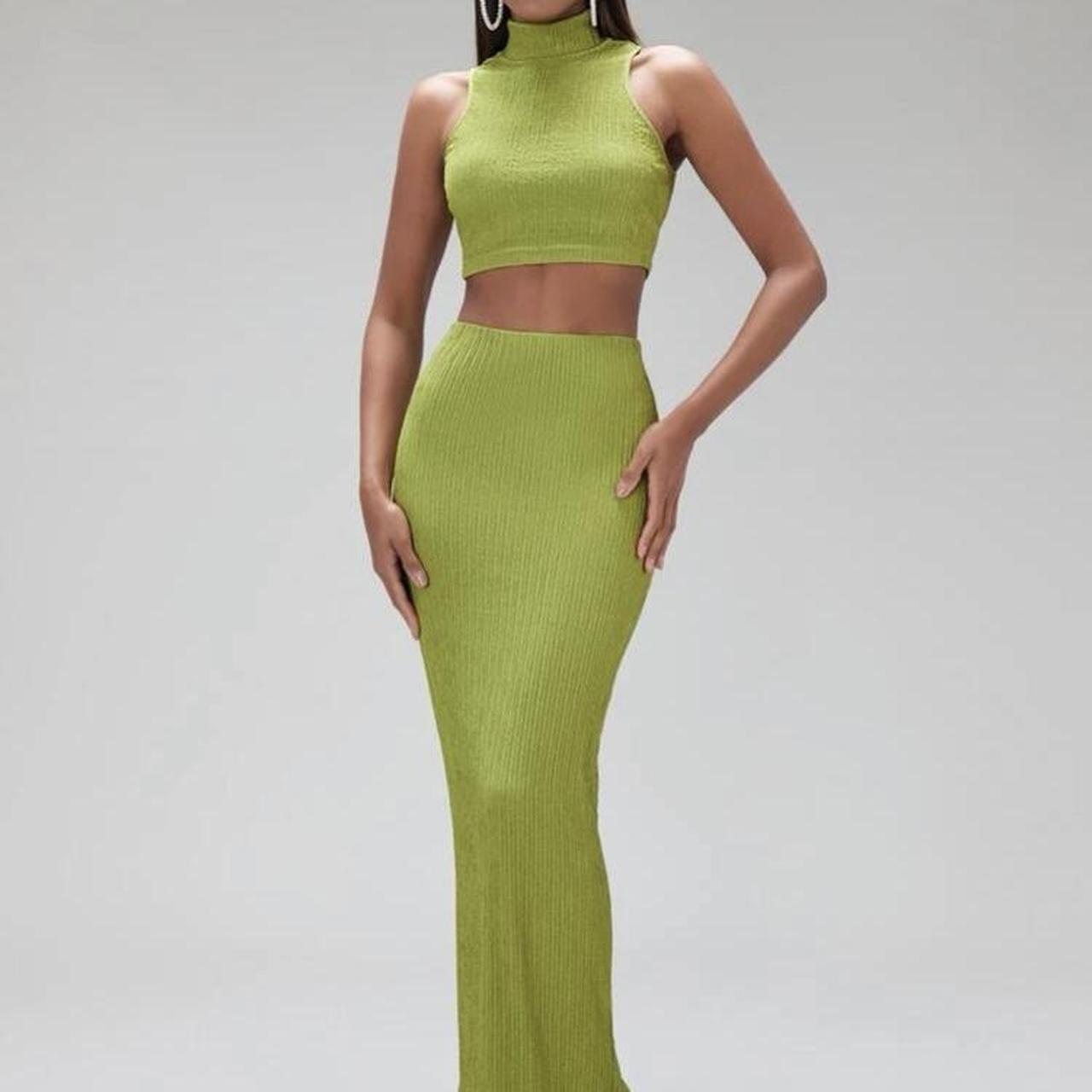SHEIN Lime Green two piece set. High Neck crop &... Depop