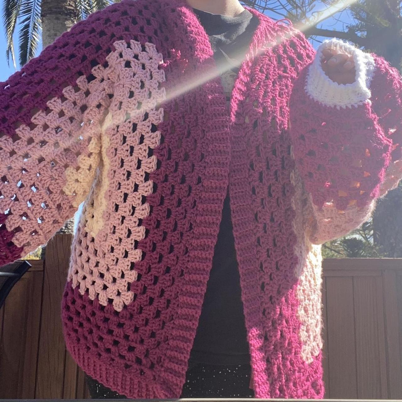 NWT Granny square knit geo crochet cardigan by - Depop