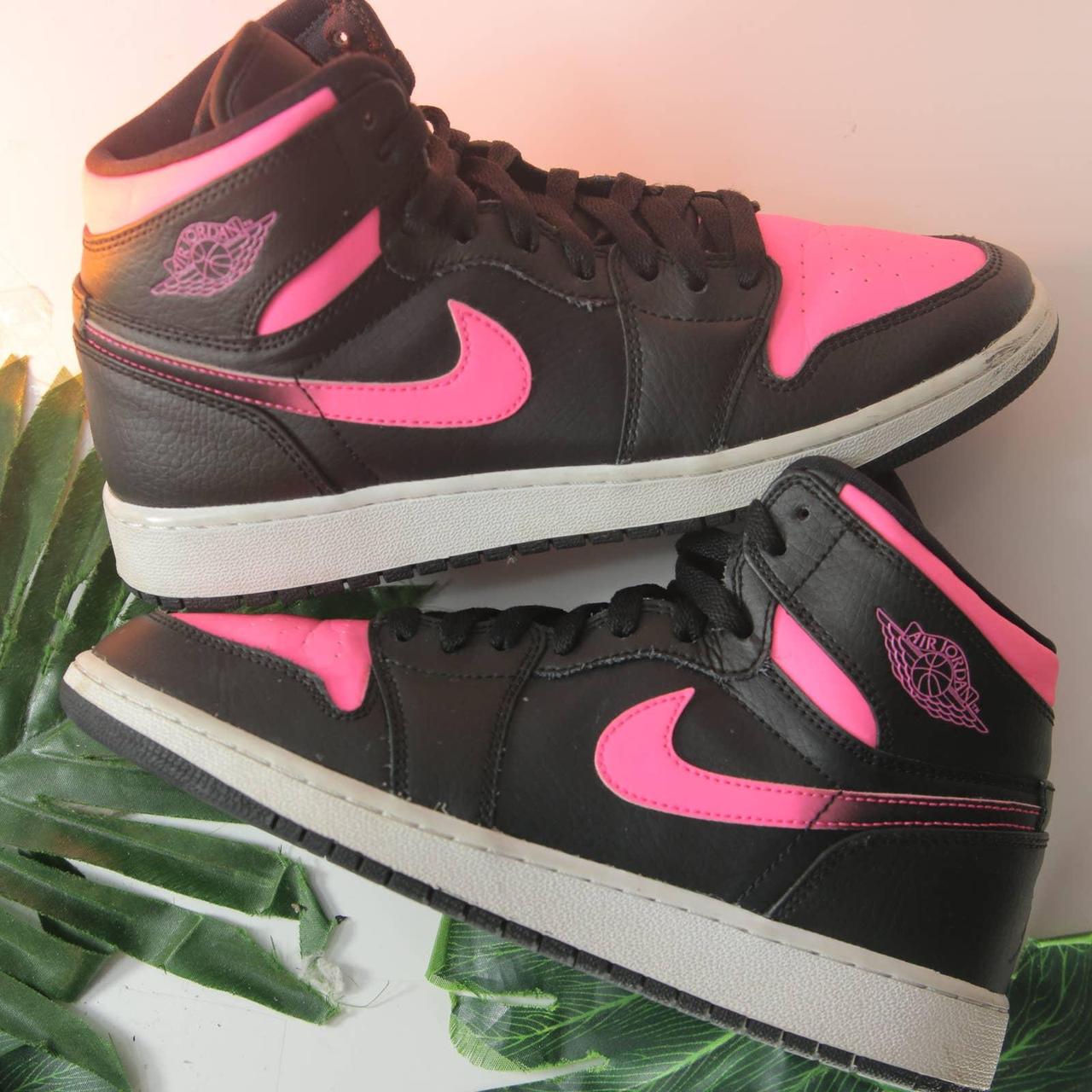 Name: Jordan 1 High PInk Black Sneakers size... - Depop