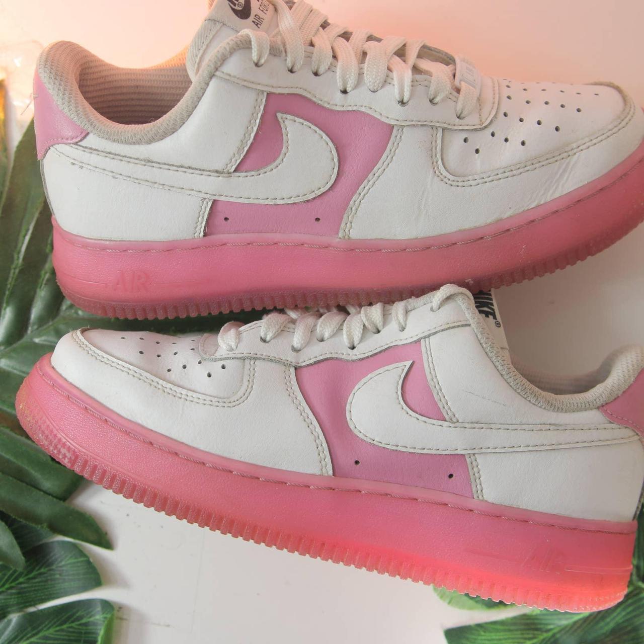 Name: Nike Af1 Air Force 1 Low Pink White Shoes size... - Depop