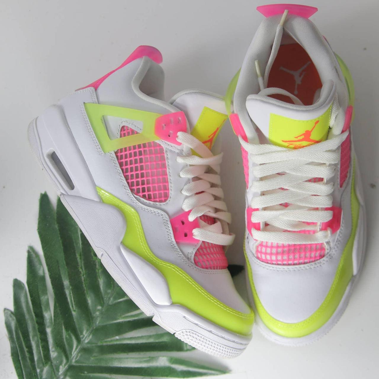 pink and green jordan 4s