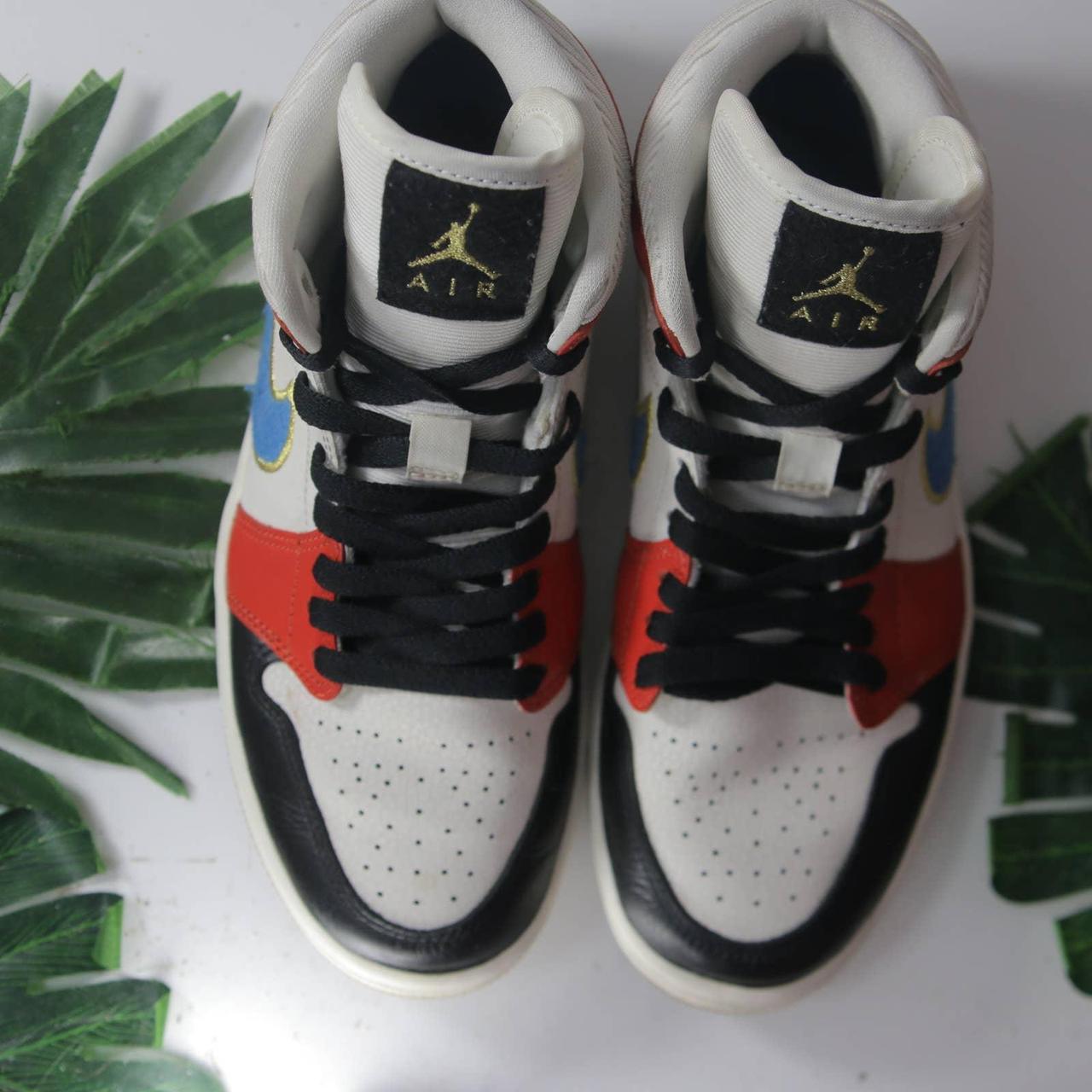 Jordan Women's Cream and Red Trainers Depop