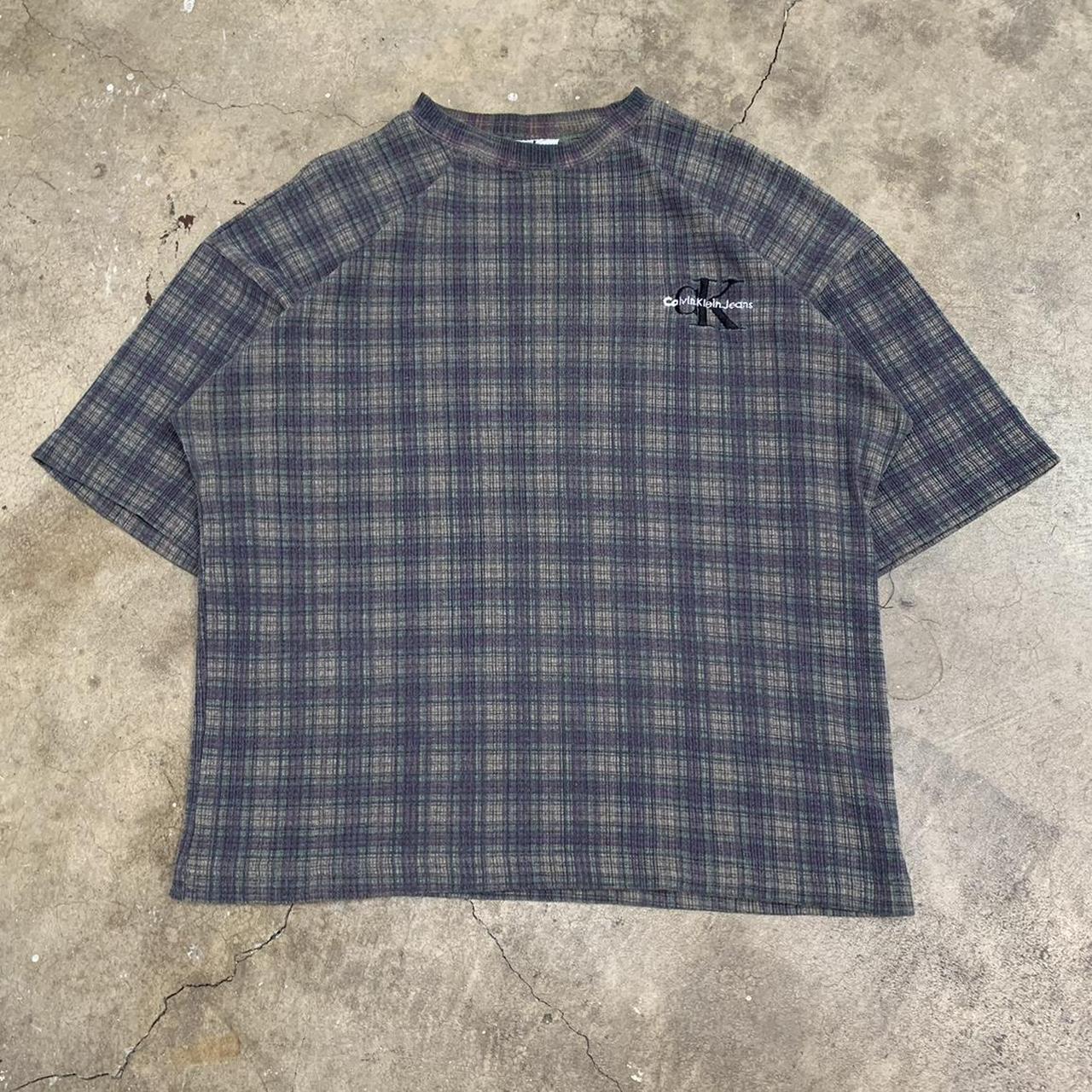 Vintage Calvin Klein plaid t-shirt in good condition... - Depop