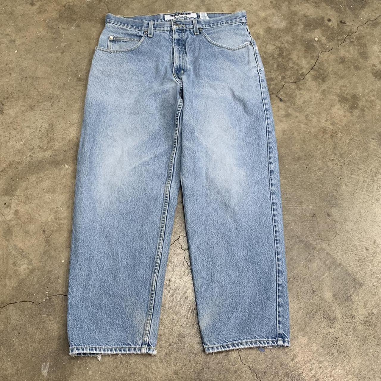 Vintage 90s Anchor Blue baggy jeans in good... - Depop