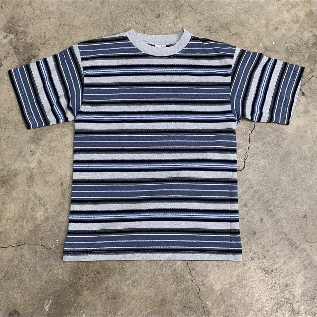 90s Anchor blue stripe t-shirt in good condition... - Depop