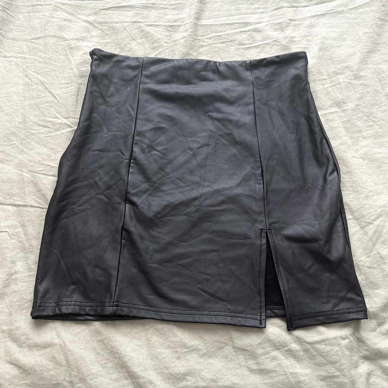 Shein leather mini skirt fake leather with... - Depop