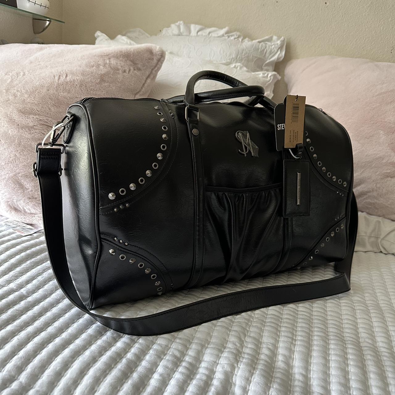 🖤⛓️🤍 New Rare Black Leather Steve Madden Duffle Bag