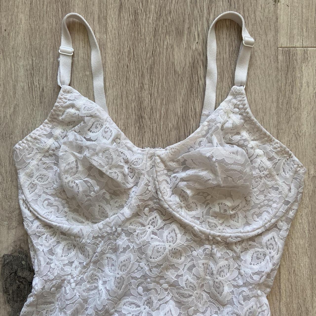 vintage white lace bodysuit☁️ -pretty see through on... - Depop