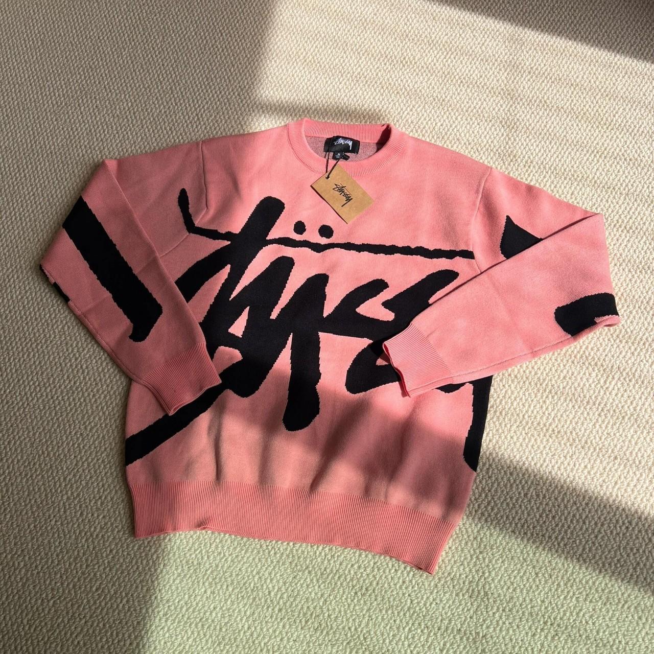 Pink stussy-sweatshirt - Depop Pink stussy-sweatshirt - Depop