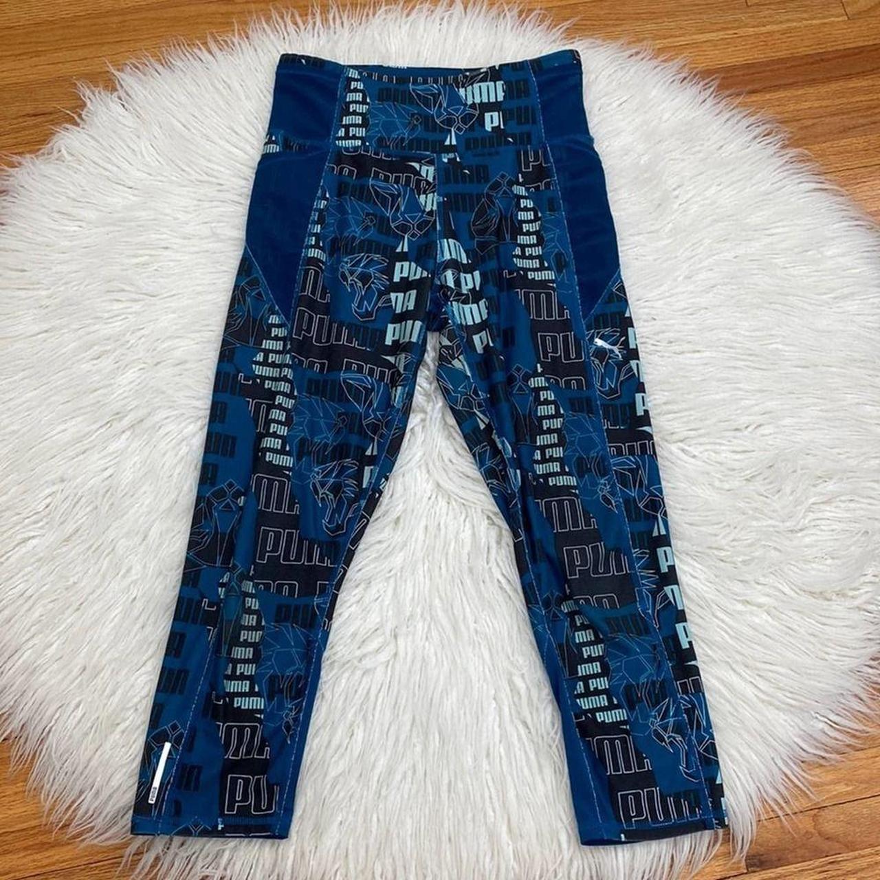 Puma Athletic Blue Cropped Leggings Size Small Great - Depop